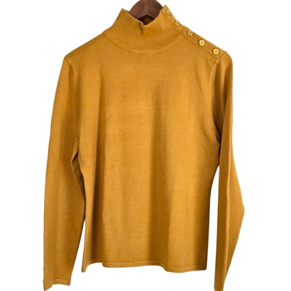Anthropologie Inspired Dark Academia Twee Mock Neck Sweater Shoulder Button XL